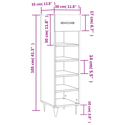 Schoenenkast 30X35X105 Cm Bewerkt Hout Zwart - Design Meubelz