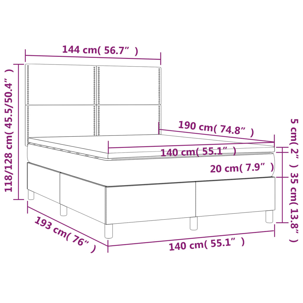 Boxspring Met Matras Kunstleer Zwart 140X190 Cm - Design Meubelz