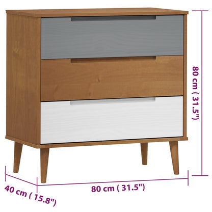 Ladekast Molde 80X40X80 Cm Massief Grenenhout Bruin - Design Meubelz