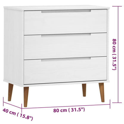 Ladekast Molde 80X40X80 Cm Massief Grenenhout Wit - Design Meubelz