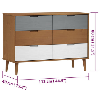 Ladekast Molde 113X40X80 Cm Massief Grenenhout Bruin - Design Meubelz