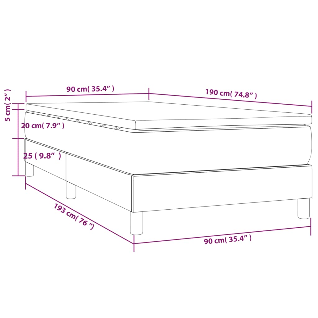 Boxspring Met Matras Stof Blauw 90X190 Cm - Design Meubelz