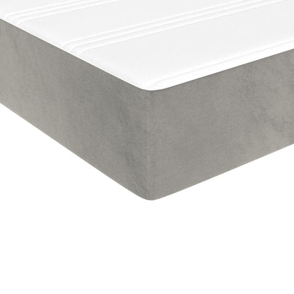 Boxspring Met Matras Fluweel Lichtgrijs 80X200 Cm - Design Meubelz