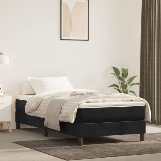 Boxspring Met Matras Fluweel Zwart 80X200 Cm - Design Meubelz