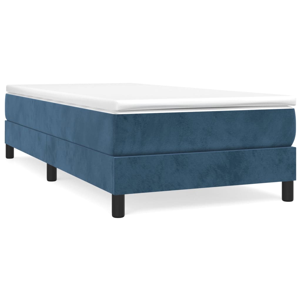 Boxspring Met Matras Fluweel Donkerblauw 80X200 Cm - Design Meubelz