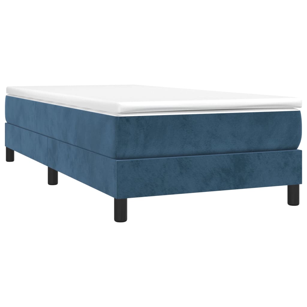 Boxspring Met Matras Fluweel Donkerblauw 80X200 Cm - Design Meubelz