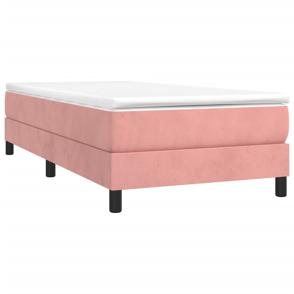 Boxspring Met Matras Fluweel Roze 80X200 Cm - Design Meubelz