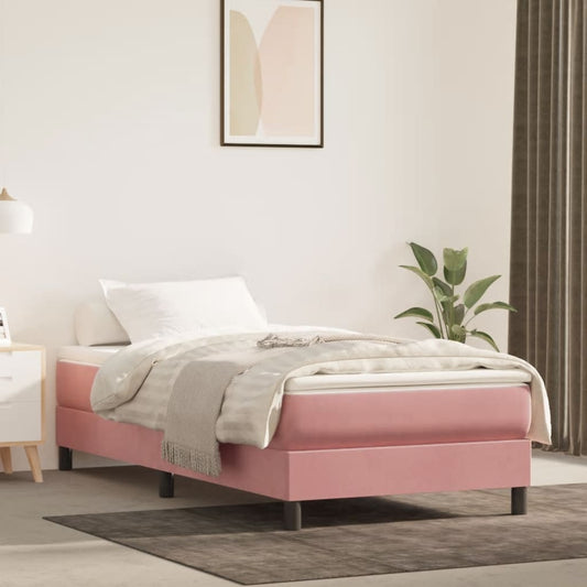 Boxspring Met Matras Fluweel Roze 80X200 Cm - Design Meubelz