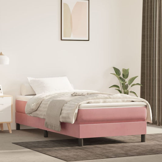 Boxspring Met Matras Fluweel Roze 90X190 Cm - Design Meubelz