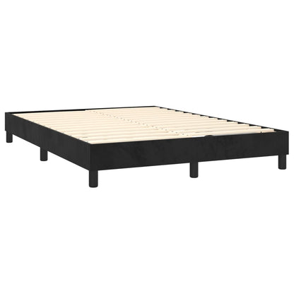 Boxspring Met Matras Fluweel Zwart 140X190 Cm - Design Meubelz