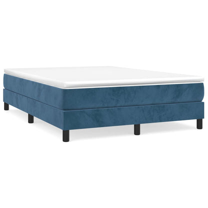 Boxspring Met Matras Fluweel Donkerblauw 140X190 Cm - Design Meubelz