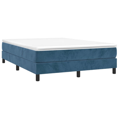 Boxspring Met Matras Fluweel Donkerblauw 140X190 Cm - Design Meubelz