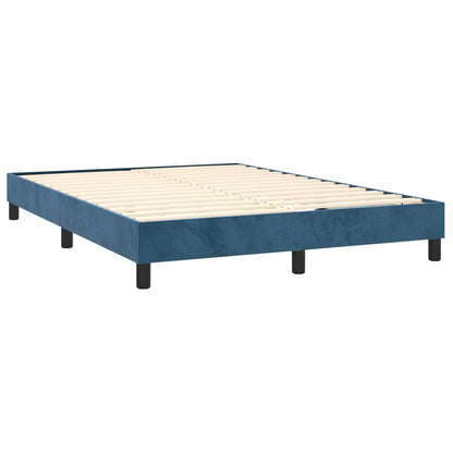 Boxspring Met Matras Fluweel Donkerblauw 140X190 Cm - Design Meubelz