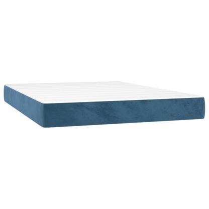 Boxspring Met Matras Fluweel Donkerblauw 140X190 Cm - Design Meubelz