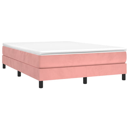 Boxspring Met Matras Fluweel Roze 140X190 Cm - Design Meubelz