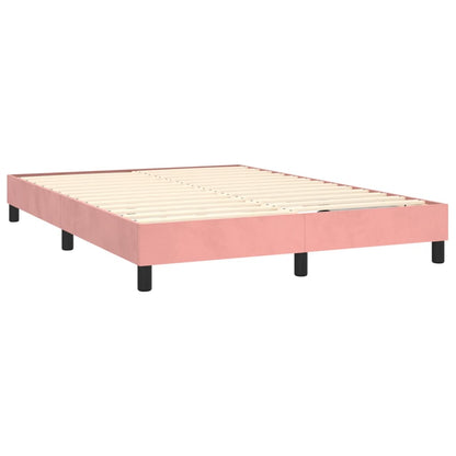 Boxspring Met Matras Fluweel Roze 140X190 Cm - Design Meubelz