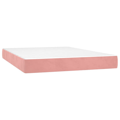 Boxspring Met Matras Fluweel Roze 140X190 Cm - Design Meubelz