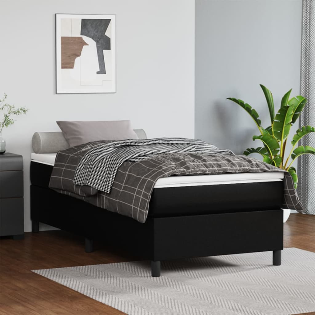 Boxspring Met Matras Kunstleer Zwart 80X200 Cm - Design Meubelz