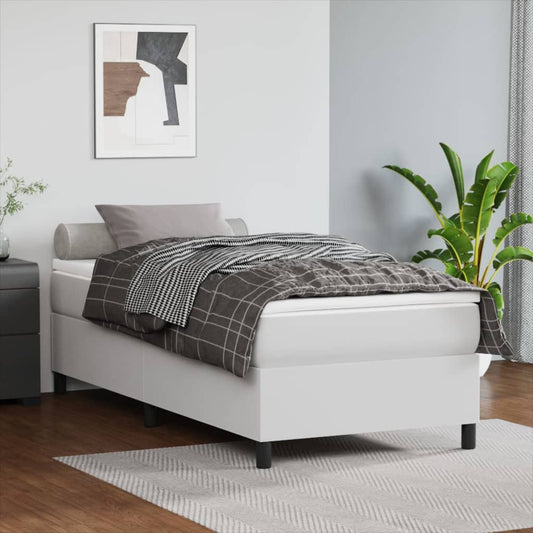 Boxspring Met Matras Kunstleer Wit 80X200 Cm - Design Meubelz