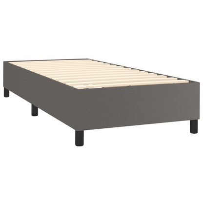 Boxspring Met Matras Kunstleer Grijs 80X200 Cm - Design Meubelz