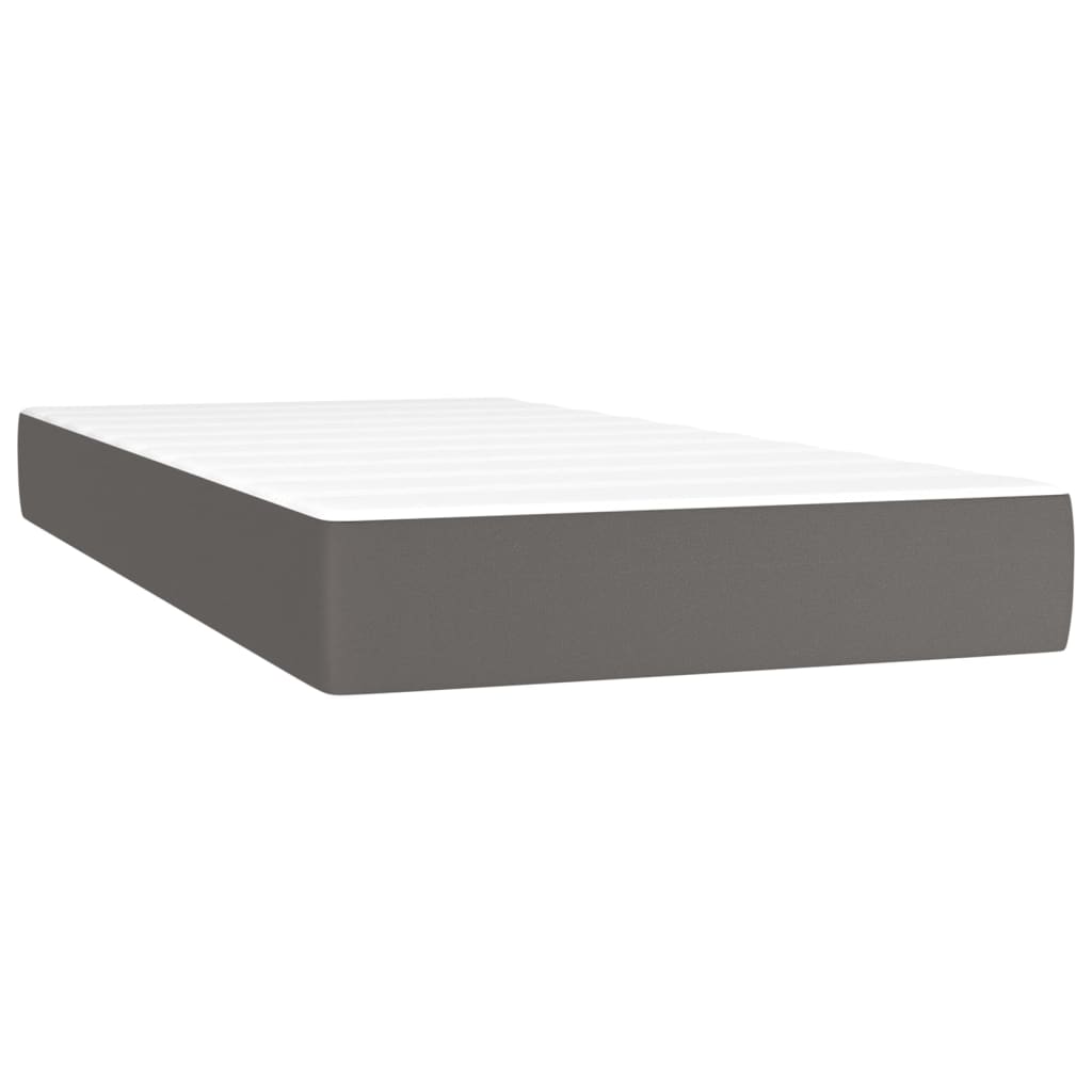 Boxspring Met Matras Kunstleer Grijs 80X200 Cm - Design Meubelz