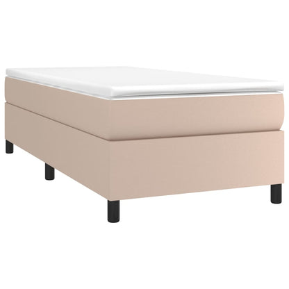 Boxspring Met Matras Kunstleer Cappuccinokleurig 80X200 Cm - Design Meubelz