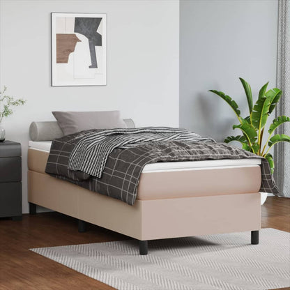 Boxspring Met Matras Kunstleer Cappuccinokleurig 80X200 Cm - Design Meubelz