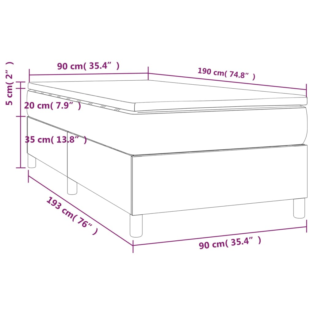 Boxspring Met Matras Kunstleer Zwart 90X190 Cm - Design Meubelz