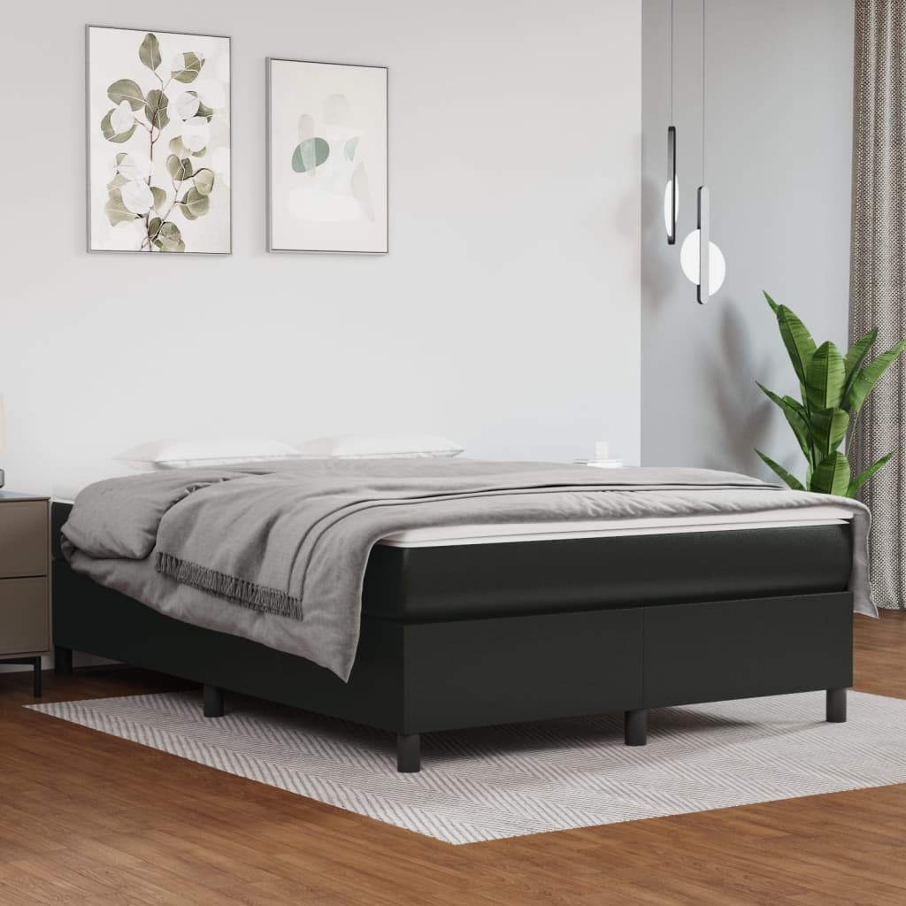 Boxspring Met Matras Kunstleer Zwart 140X190 Cm - Design Meubelz