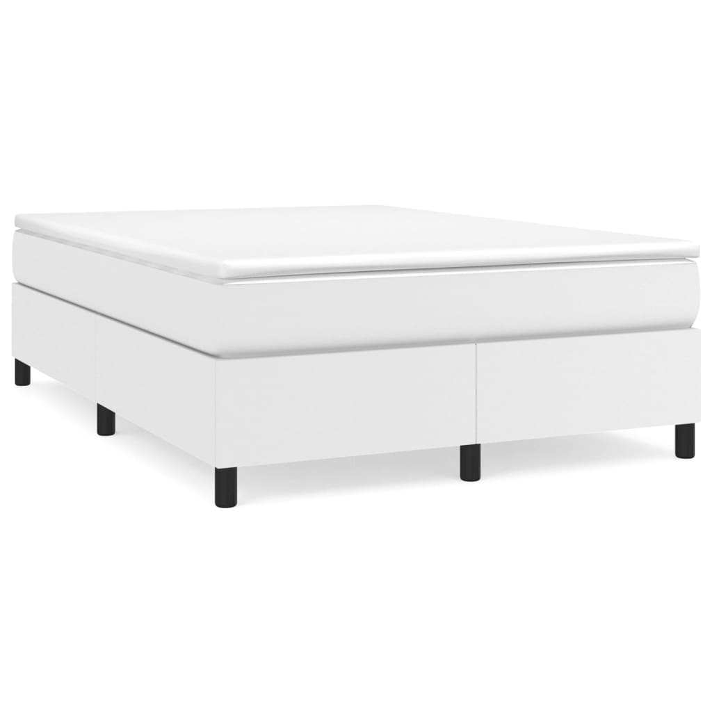 Boxspring Met Matras Kunstleer Wit 140X190 Cm - Design Meubelz