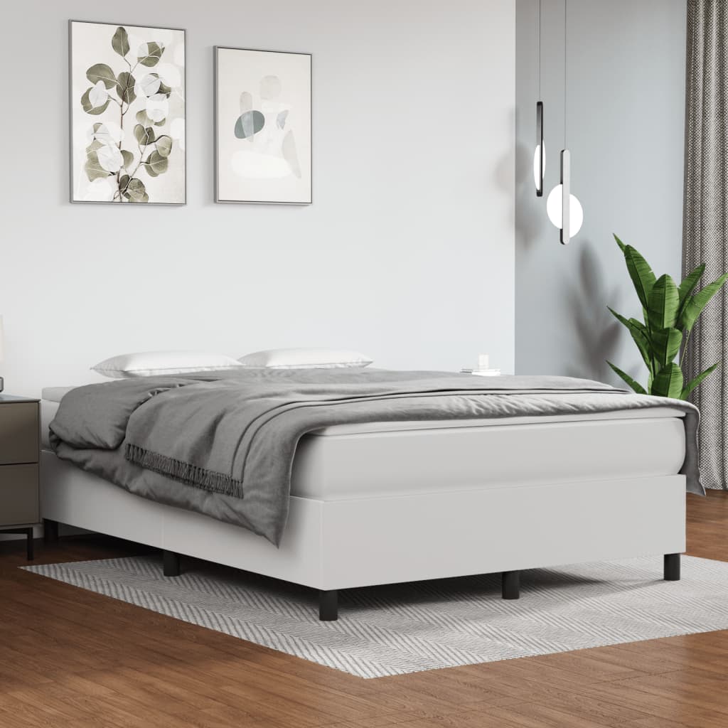 Boxspring Met Matras Kunstleer Wit 140X190 Cm - Design Meubelz