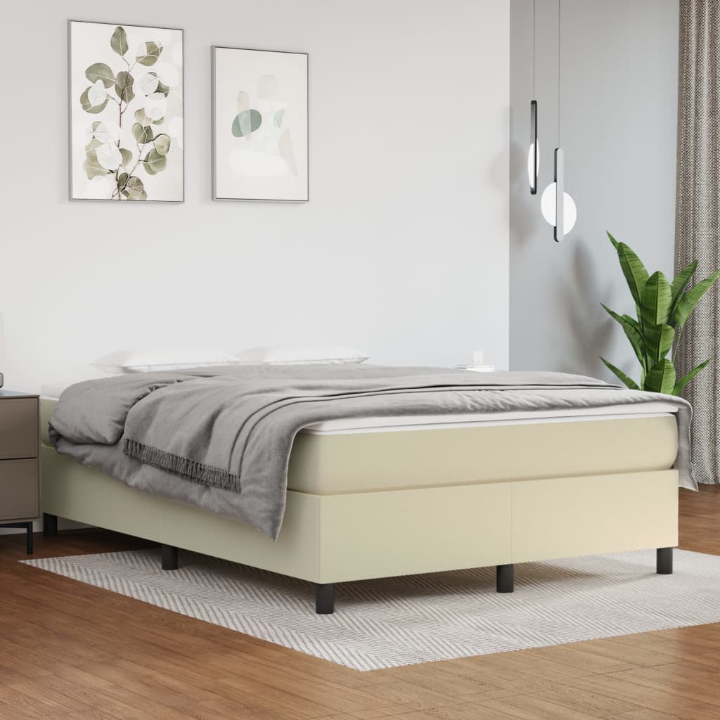 Boxspring Met Matras Kunstleer Crèmekleurig 140X200 Cm - Design Meubelz