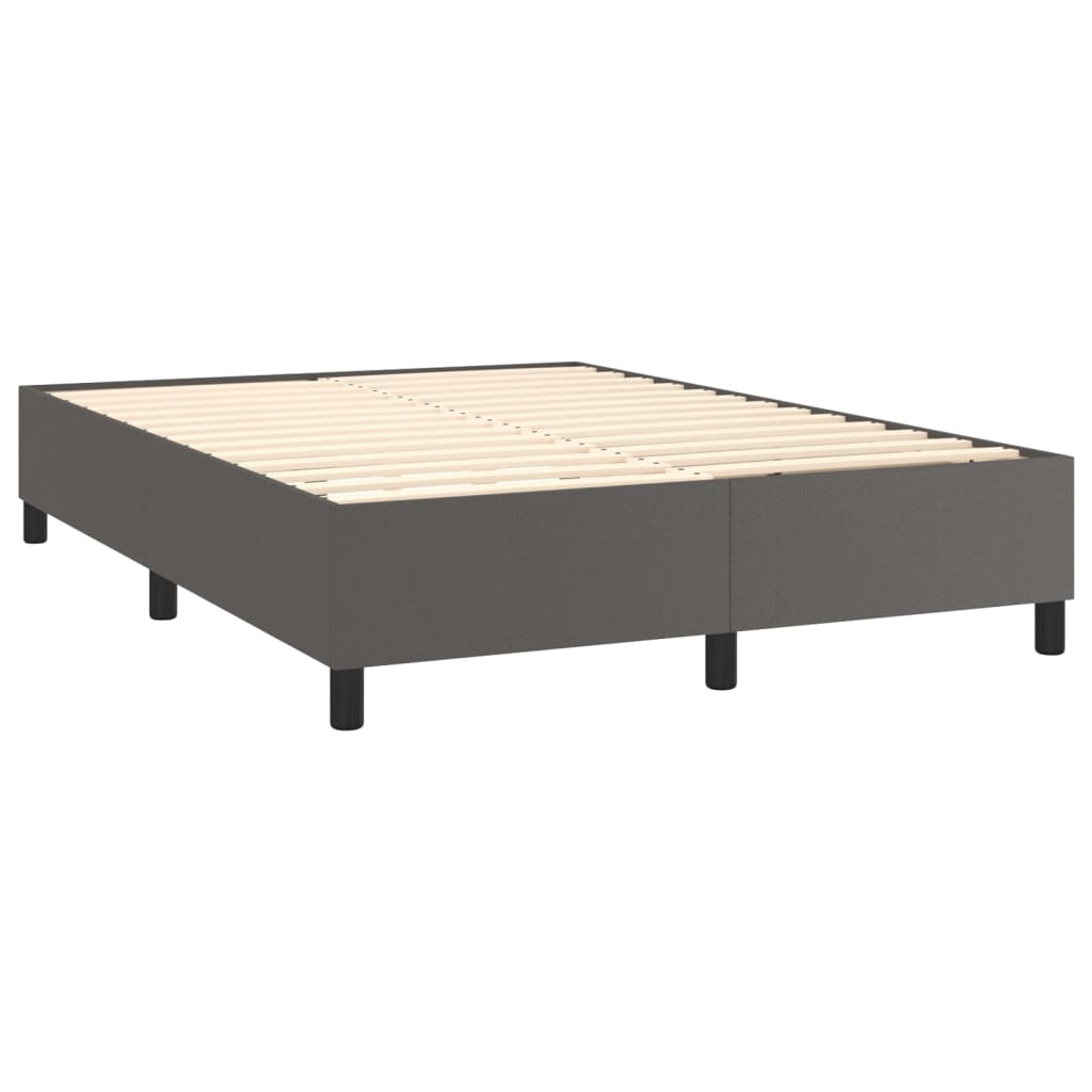 Boxspring Met Matras Kunstleer Grijs 140X200 Cm - Design Meubelz