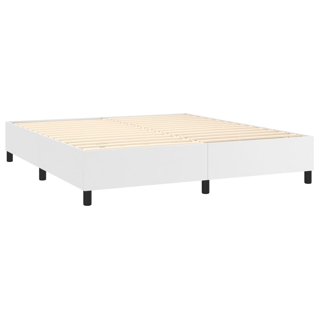 Boxspring Met Matras Kunstleer Wit 160X200 Cm - Design Meubelz