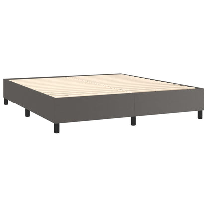 Boxspring Met Matras Kunstleer Grijs 160X200 Cm - Design Meubelz