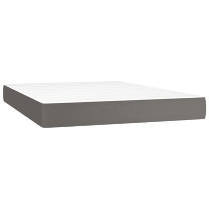 Boxspring Met Matras Kunstleer Grijs 160X200 Cm - Design Meubelz