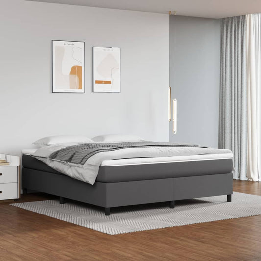 Boxspring Met Matras Kunstleer Grijs 160X200 Cm - Design Meubelz