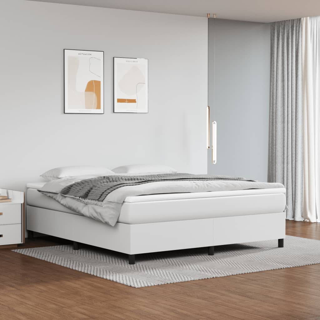 Boxspring Met Matras Kunstleer Wit 180X200 Cm - Design Meubelz