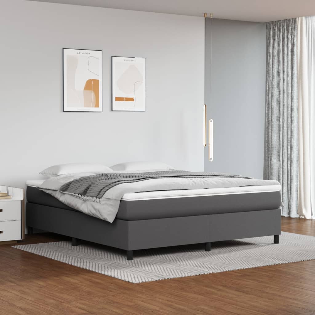 Boxspring Met Matras Kunstleer Grijs 180X200 Cm - Design Meubelz