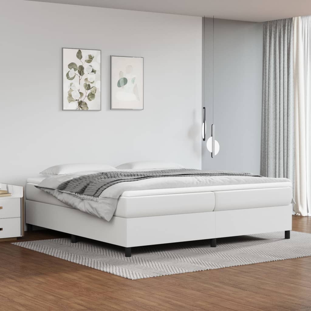 Boxspring Met Matras Kunstleer Wit 200X200 Cm - Design Meubelz