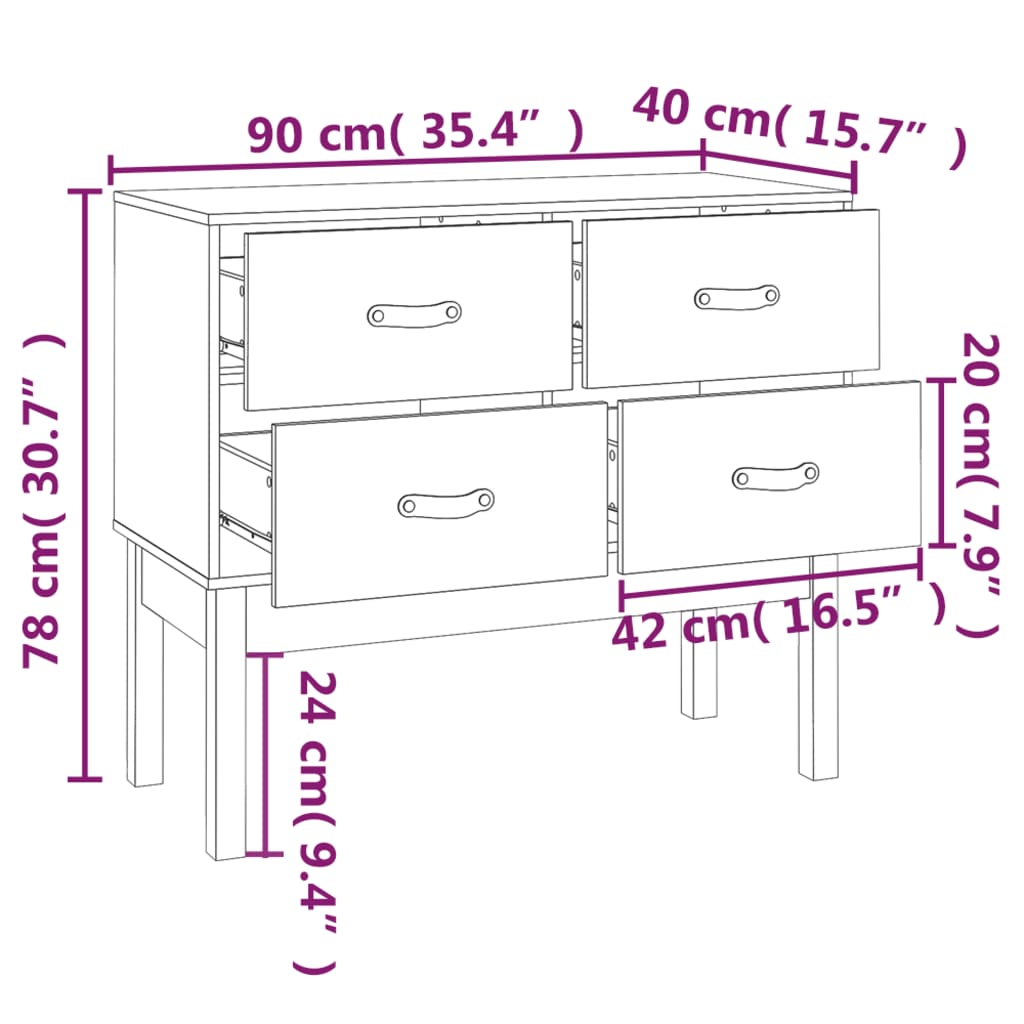 Wandkast 90X40X78 Cm Massief Grenenhout Honingbruin - Design Meubelz