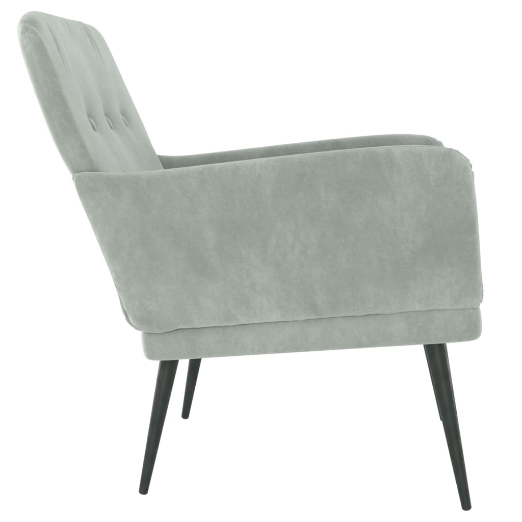 Fauteuil 62X79X79 Cm Fluweel Lichtgrijs - Design Meubelz