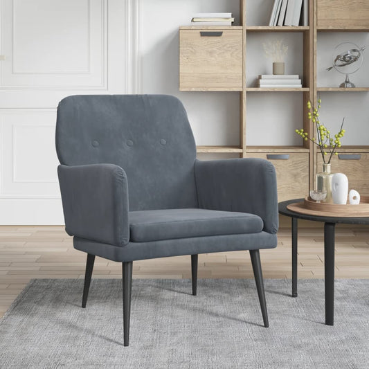 Fauteuil 62X79X79 Cm Fluweel Donkergrijs - Design Meubelz