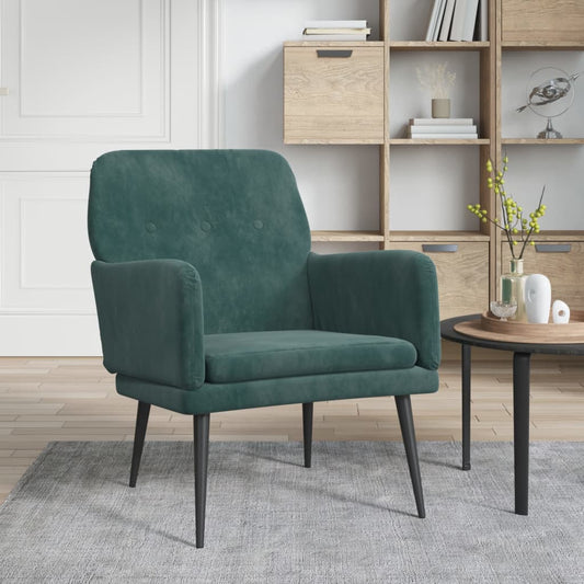 Fauteuil 62X79X79 Cm Fluweel Donkergroen - Design Meubelz