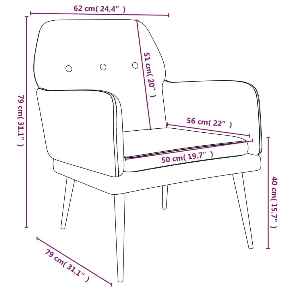 Fauteuil 62X79X79 Cm Fluweel Roze - Design Meubelz