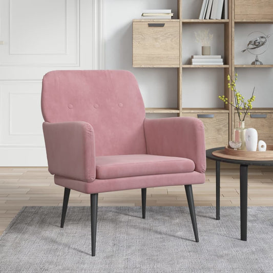 Fauteuil 62X79X79 Cm Fluweel Roze - Design Meubelz