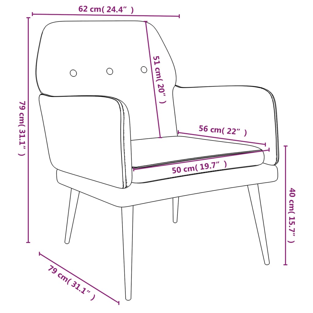 Fauteuil 62X79X79 Cm Fluweel Geel - Design Meubelz