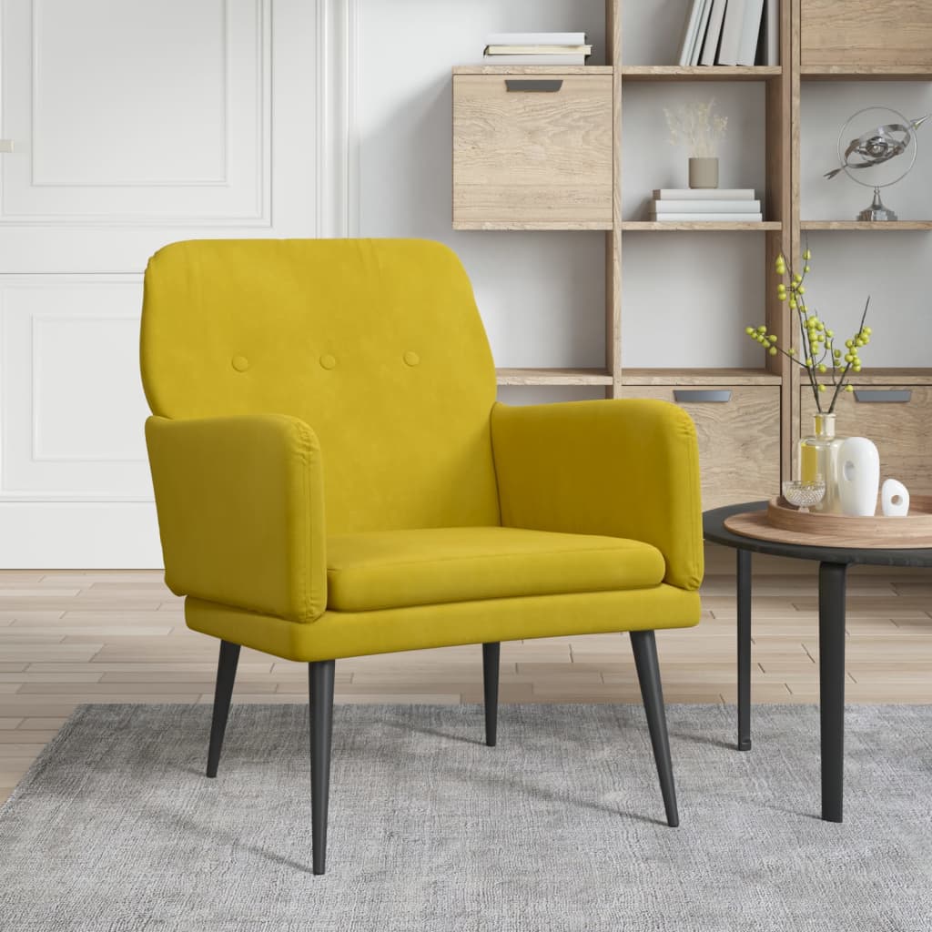 Fauteuil 62X79X79 Cm Fluweel Geel - Design Meubelz