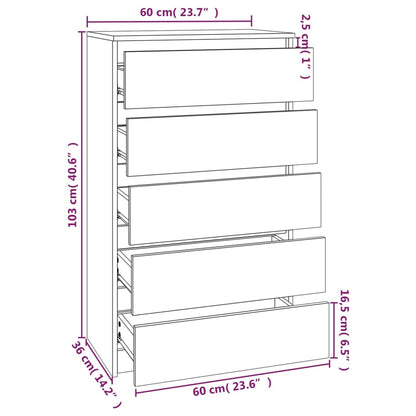 Ladekast 60X36X103 Cm Bewerkt Hout Wit - Design Meubelz