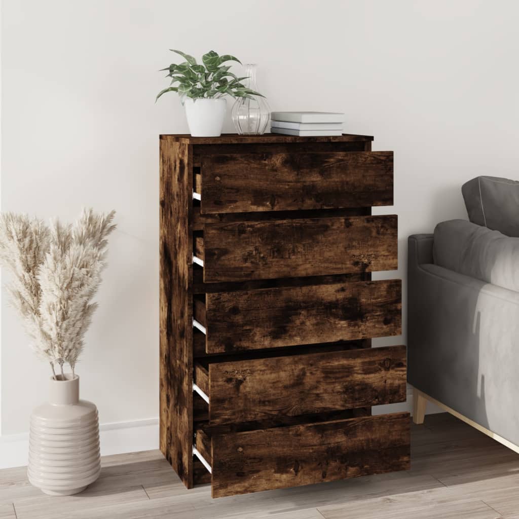 Ladekast 60X36X103 Cm Bewerkt Hout Gerookt Eikenkleurig - Design Meubelz